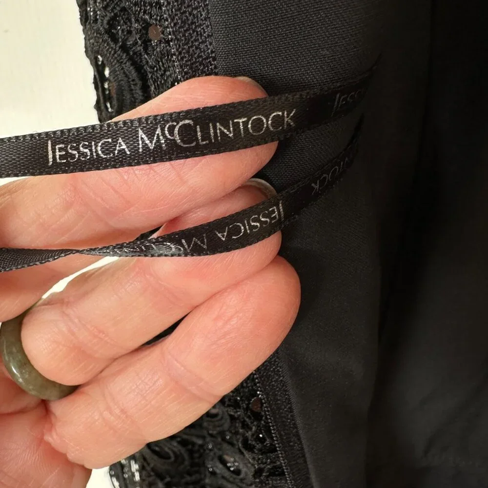 Jessica McClintock Black Sleeveless Maxi Dress Size 10 Formal Prom Wedding MOB - Picture 11 of 13